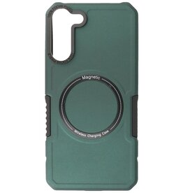 Coque de charge magnétique pour Samsung Galaxy S21 Plus Vert foncé