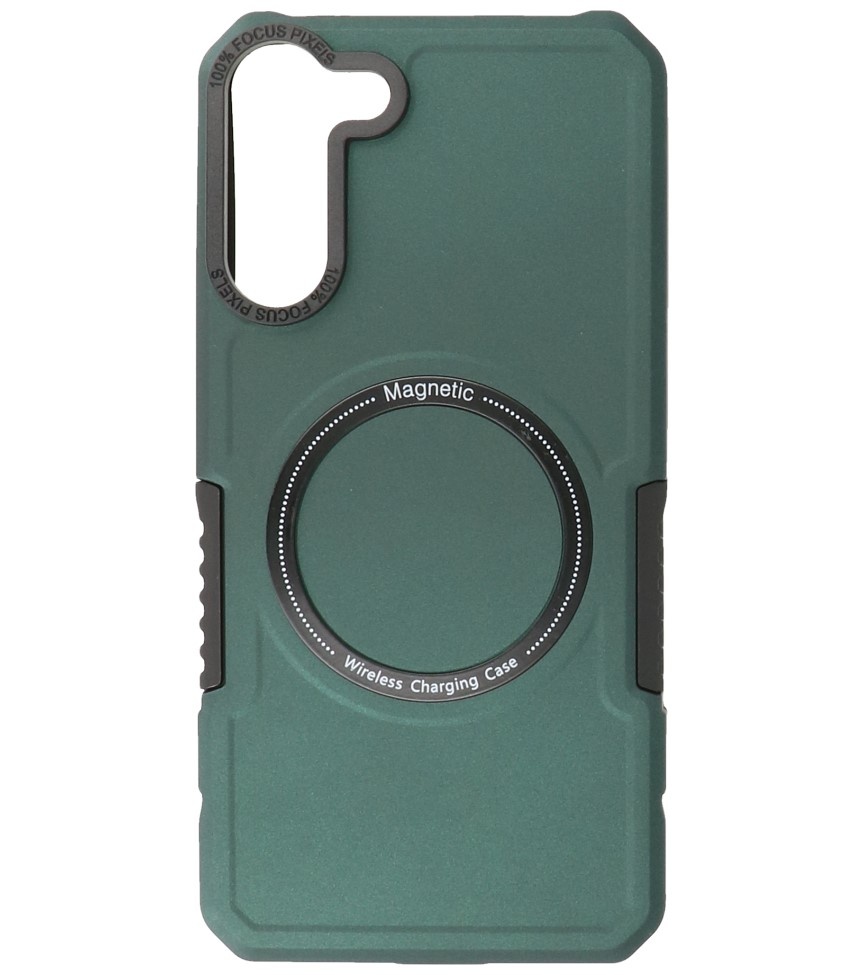 Custodia di ricarica magnetica per Samsung Galaxy S21 Plus verde scuro