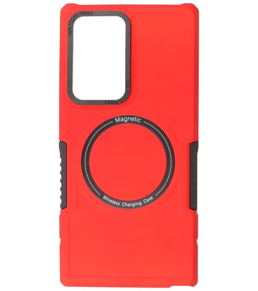 Custodia di ricarica magnetica per Samsung Galaxy S21 Ultra rossa