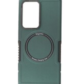 Coque de charge magnétique pour Samsung Galaxy S21 Ultra vert foncé