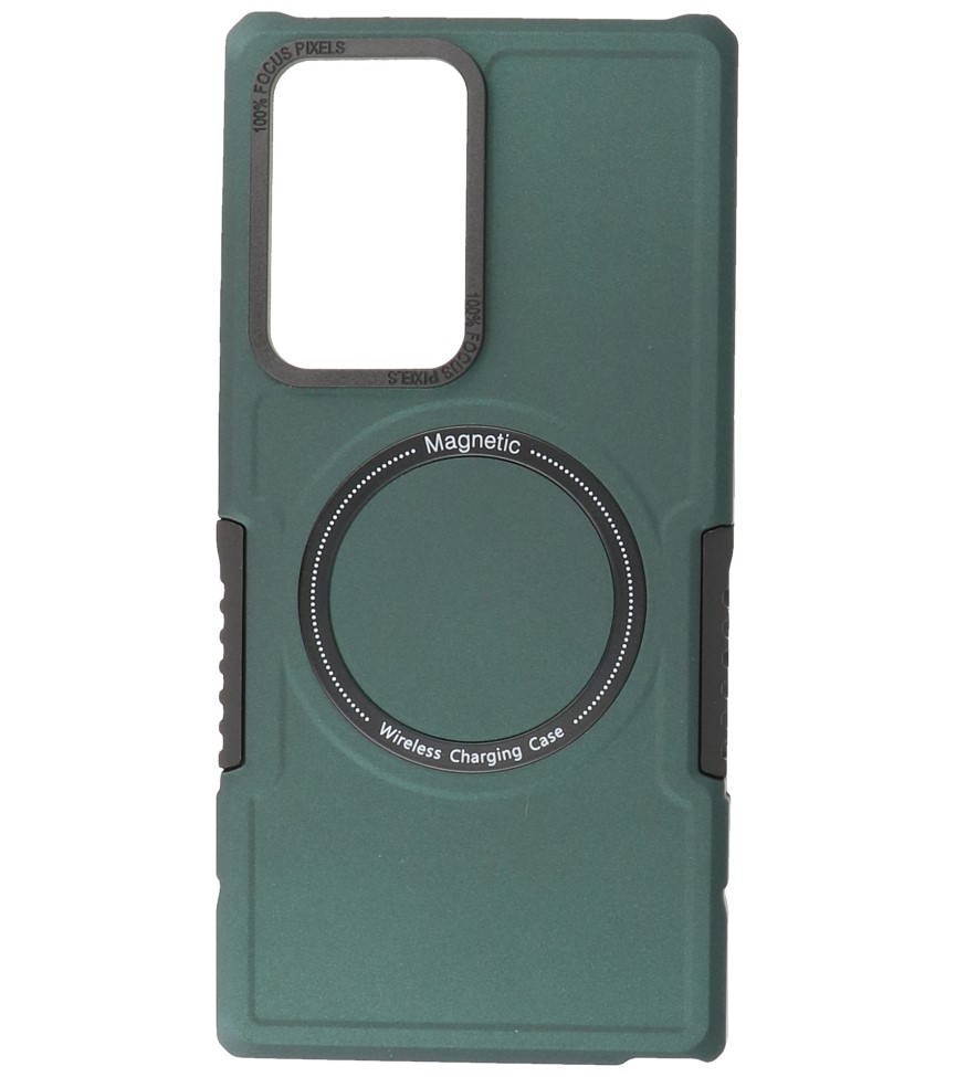 Coque de charge magnétique pour Samsung Galaxy S21 Ultra vert foncé