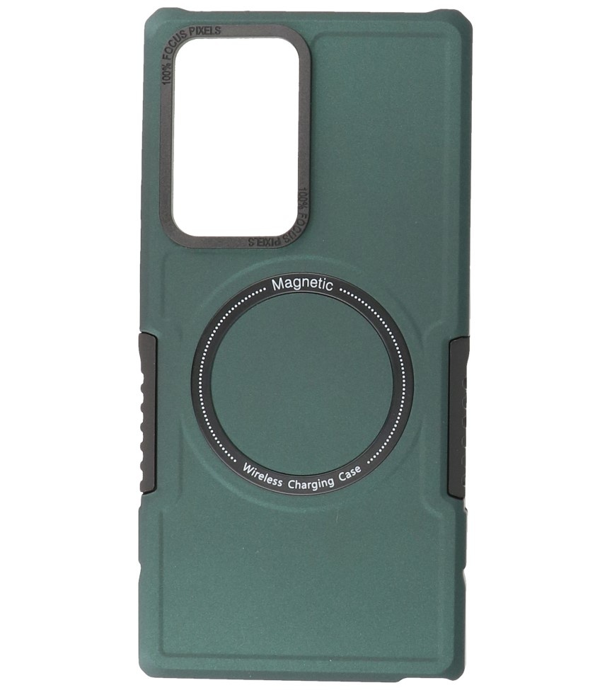 Magnetic Charging Case voor Samsung Galaxy S21 Ultra Donker Groen