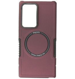 Custodia di ricarica magnetica per Samsung Galaxy S21 Ultra rosso bordeaux