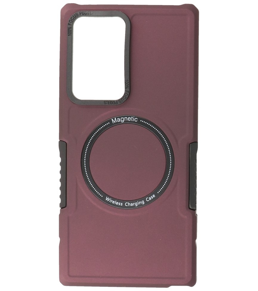 Custodia di ricarica magnetica per Samsung Galaxy S21 Ultra rosso bordeaux