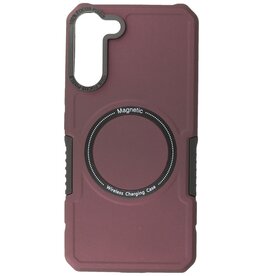 Custodia di ricarica magnetica per Samsung Galaxy S22 Plus rosso bordeaux