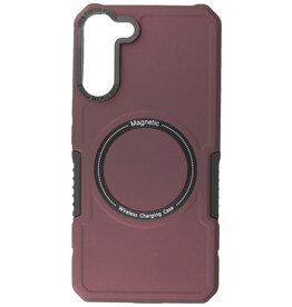 Estuche de carga magnética para Samsung Galaxy S22 Plus Rojo burdeos