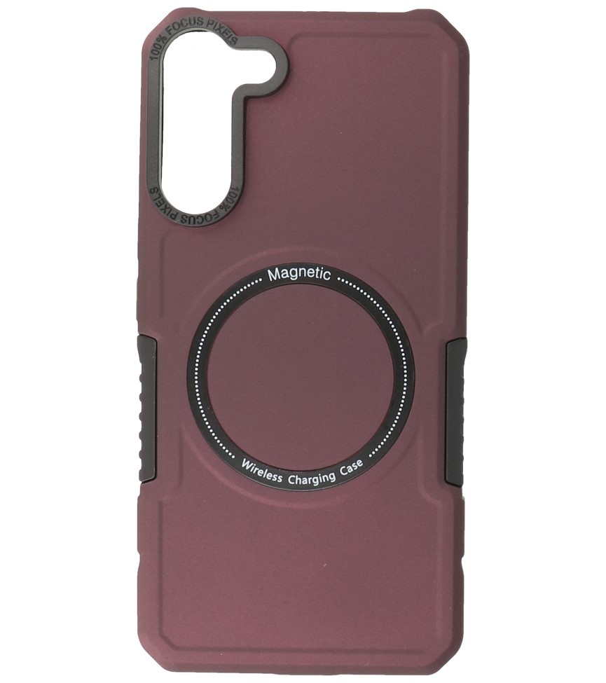 Coque de Charge Magnétique pour Samsung Galaxy S22 Plus Rouge Bordeaux