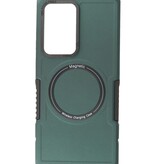 Coque de charge magnétique pour Samsung Galaxy S22 Ultra vert foncé
