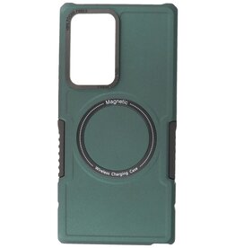 Coque de charge magnétique pour Samsung Galaxy S22 Ultra vert foncé