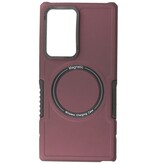 Custodia di ricarica magnetica per Samsung Galaxy S22 Ultra rosso bordeaux