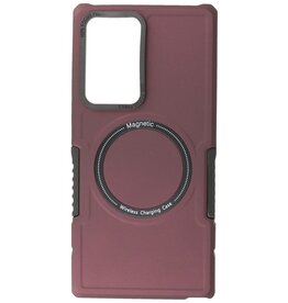 Coque de Charge Magnétique pour Samsung Galaxy S22 Ultra Rouge Bordeaux