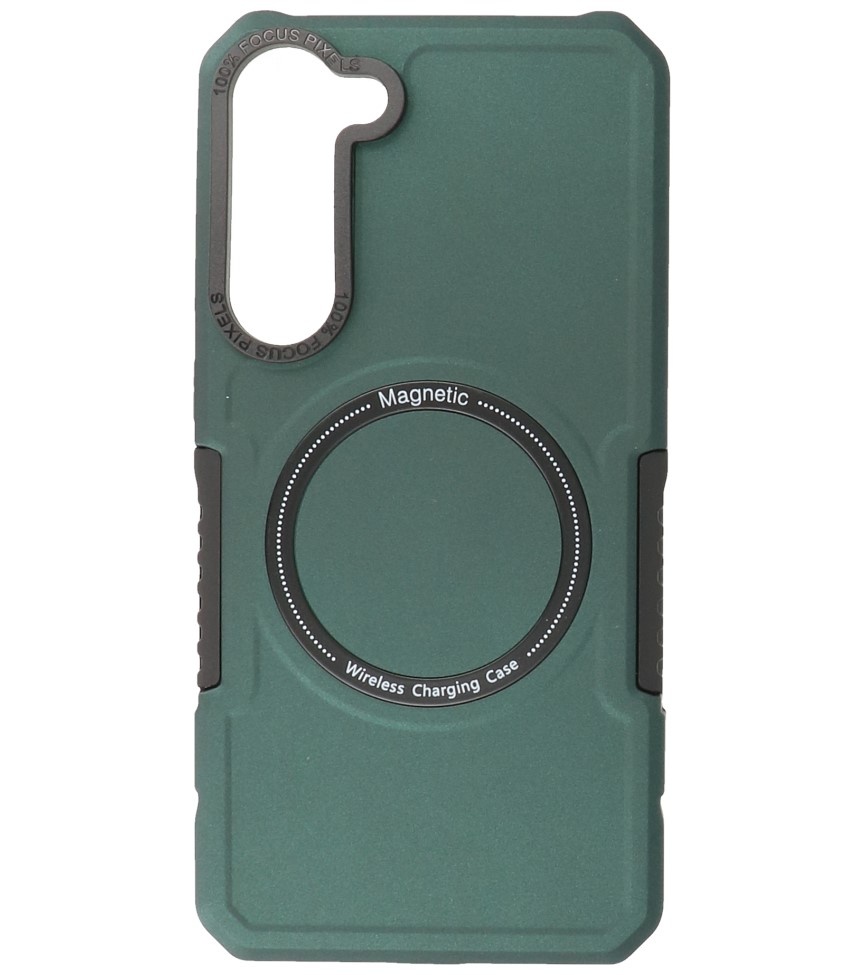 Custodia di ricarica magnetica per Samsung Galaxy S23 verde scuro