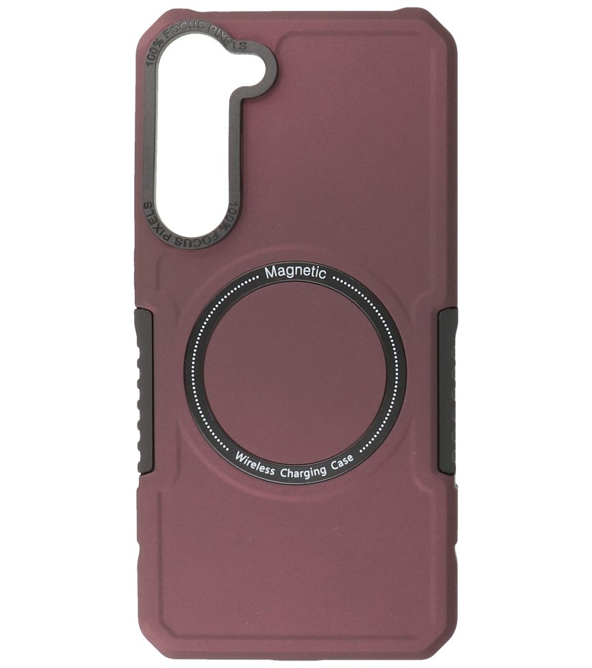 Magnetic Charging Case for Samsung Galaxy S23 Plus Burgundy Red