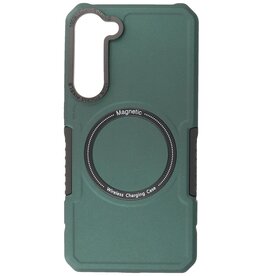 Estuche de carga magnético para Samsung Galaxy S23 Plus verde oscuro