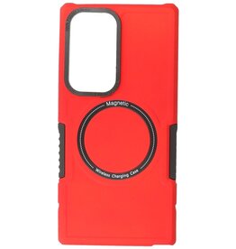 Magnetic Charging Case voor Samsung Galaxy S23 Ultra Rood