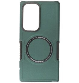 Magnetic Charging Case voor Samsung Galaxy S23 Ultra Donker Groen