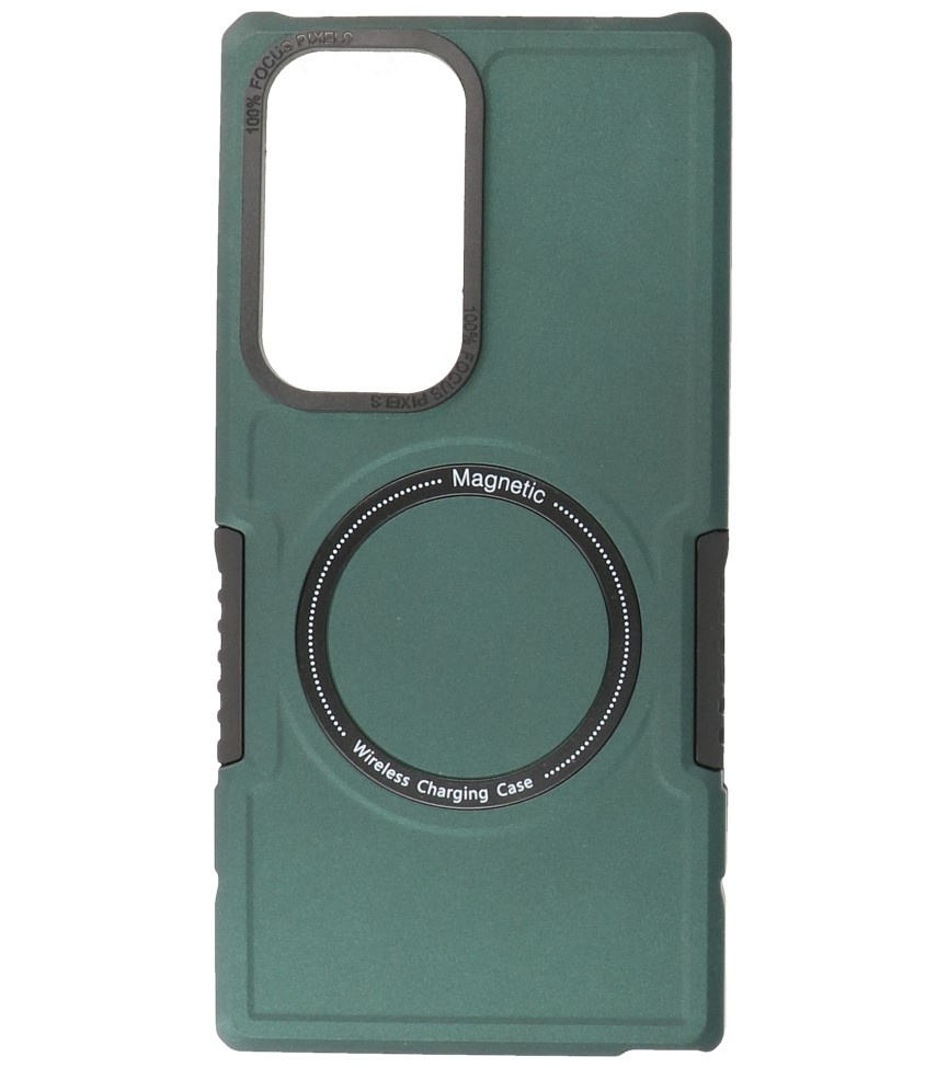 Coque de charge magnétique pour Samsung Galaxy S23 Ultra vert foncé