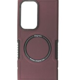 Custodia di ricarica magnetica per Samsung Galaxy S23 Ultra rosso bordeaux