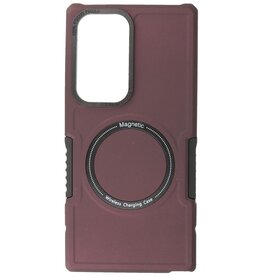 Custodia di ricarica magnetica per Samsung Galaxy S23 Ultra rosso bordeaux