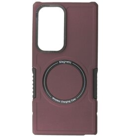 Étui de chargement magnétique pour Samsung Galaxy S23 Ultra Rouge Bordeaux