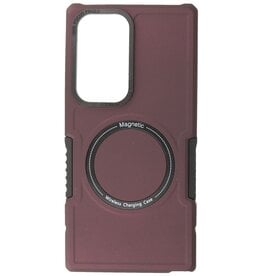 Funda de carga magnética para Samsung Galaxy S23 Ultra Rojo Burdeos