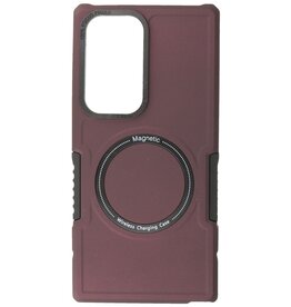Magnetic Charging Case voor Samsung Galaxy S23 Ultra Bordeaux Rood