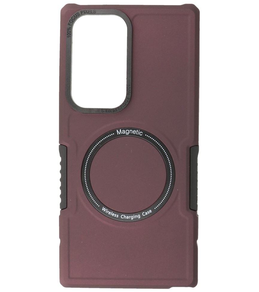 Coque de Charge Magnétique pour Samsung Galaxy S23 Ultra Rouge Bordeaux