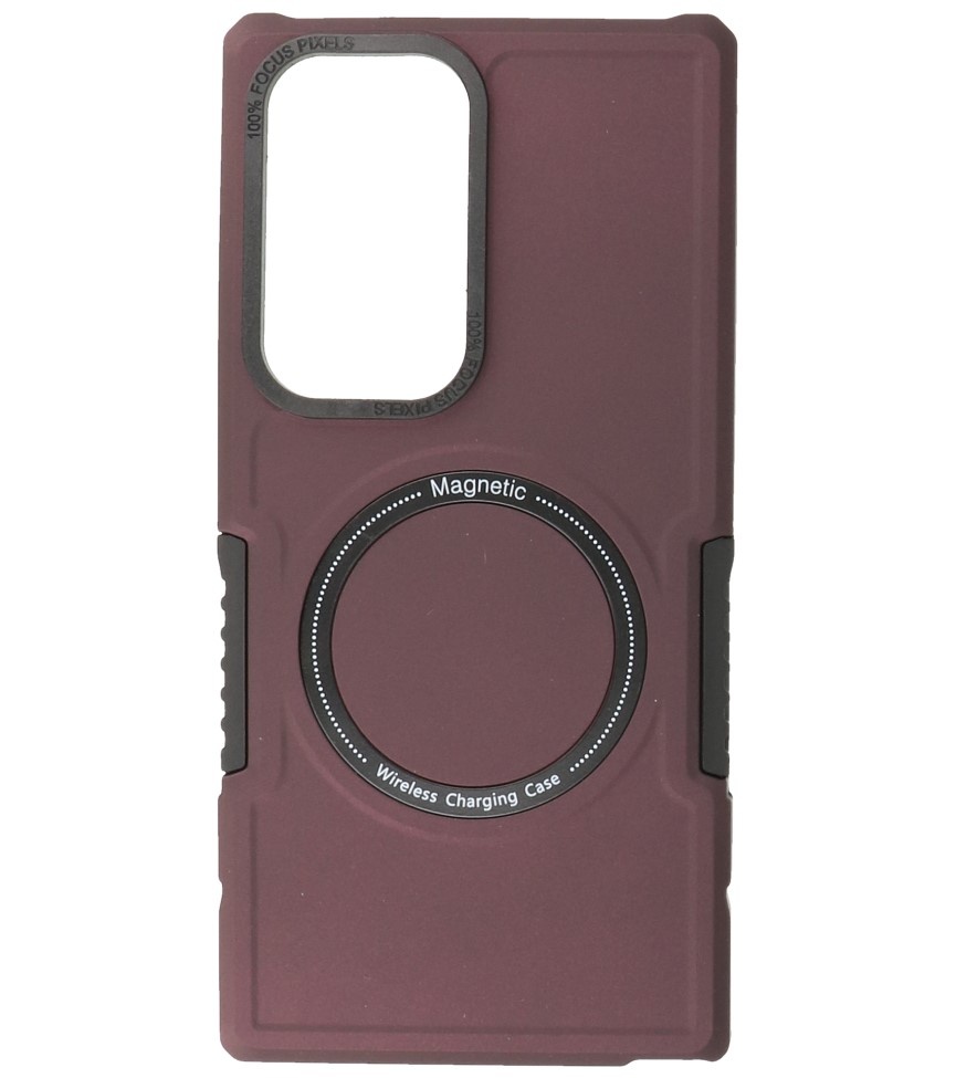 Custodia di ricarica magnetica per Samsung Galaxy S23 Ultra rosso bordeaux