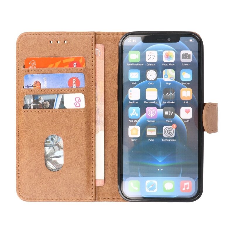 Bookstyle Wallet Cases Cover til iPhone 15 Pro Brown