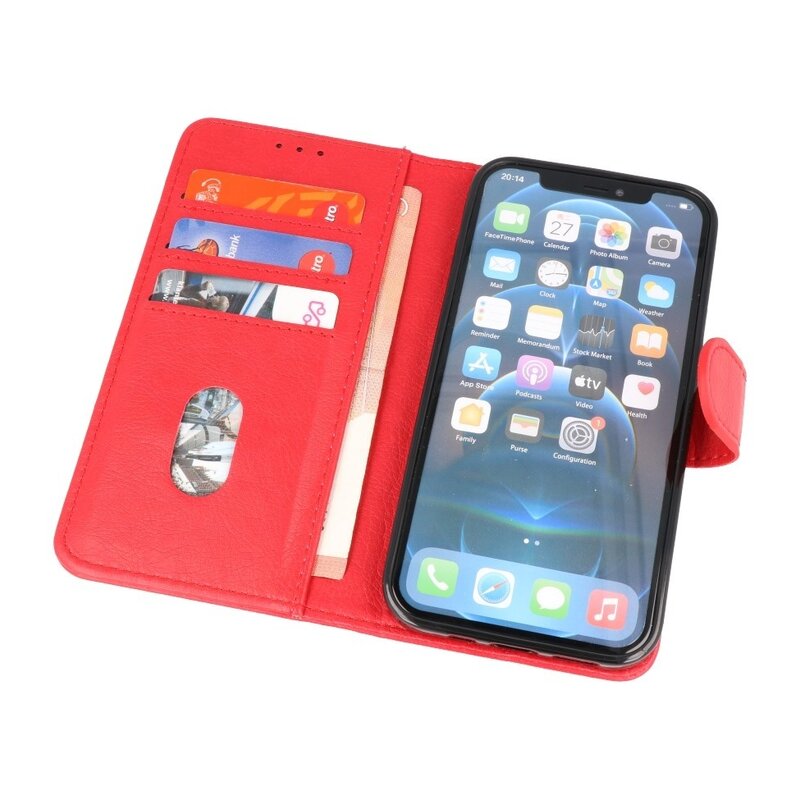 Bookstyle Wallet Cases Hülle für iPhone 15 Plus Rot