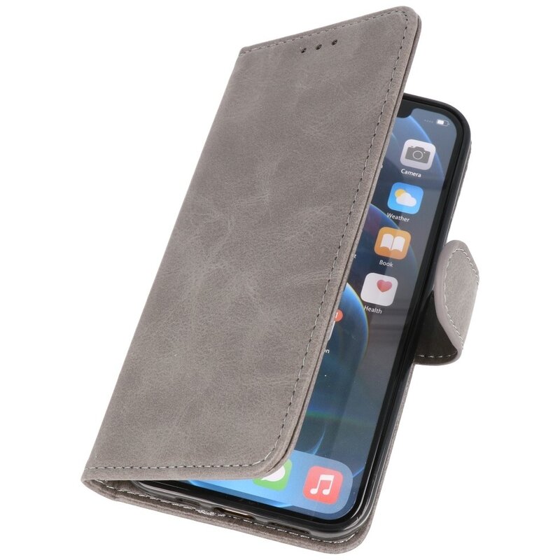 Custodia a portafoglio Bookstyle Custodia per iPhone 15 Plus grigia