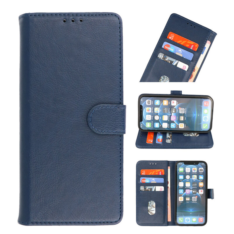 Funda Bookstyle Wallet Cases para iPhone 15 Pro Max Azul Marino
