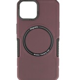 Magnetic Charging Case voor iPhone 15 Bordeaux Rood