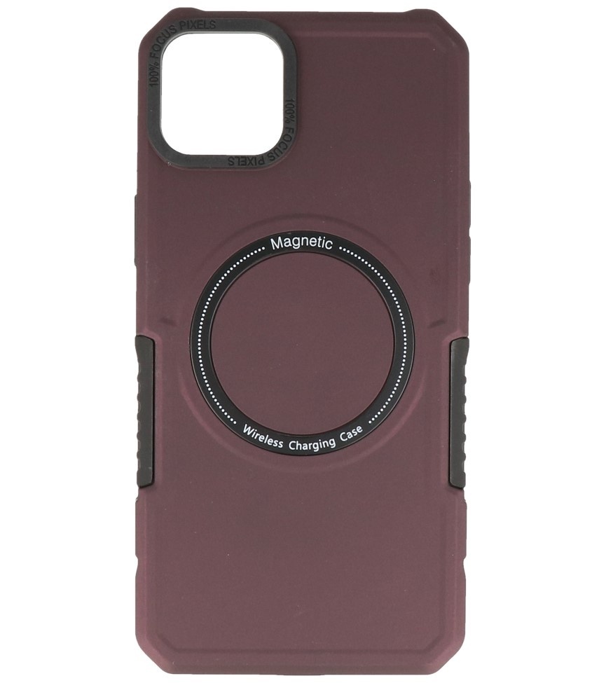 Magnetic Charging Case voor iPhone 15 Plus Bordeaux Rood