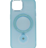 Magsafe Coque transparente mate avec fonction debout pour iPhone 14 Bleu