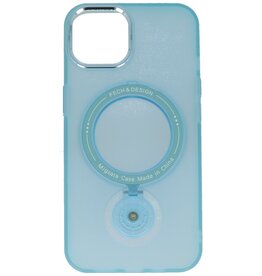 Magsafe Coque transparente mate avec fonction debout pour iPhone 14 Bleu