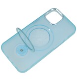 Magsafe Coque transparente mate avec fonction debout pour iPhone 14 Bleu