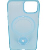 Magsafe Coque transparente mate avec fonction debout pour iPhone 14 Bleu