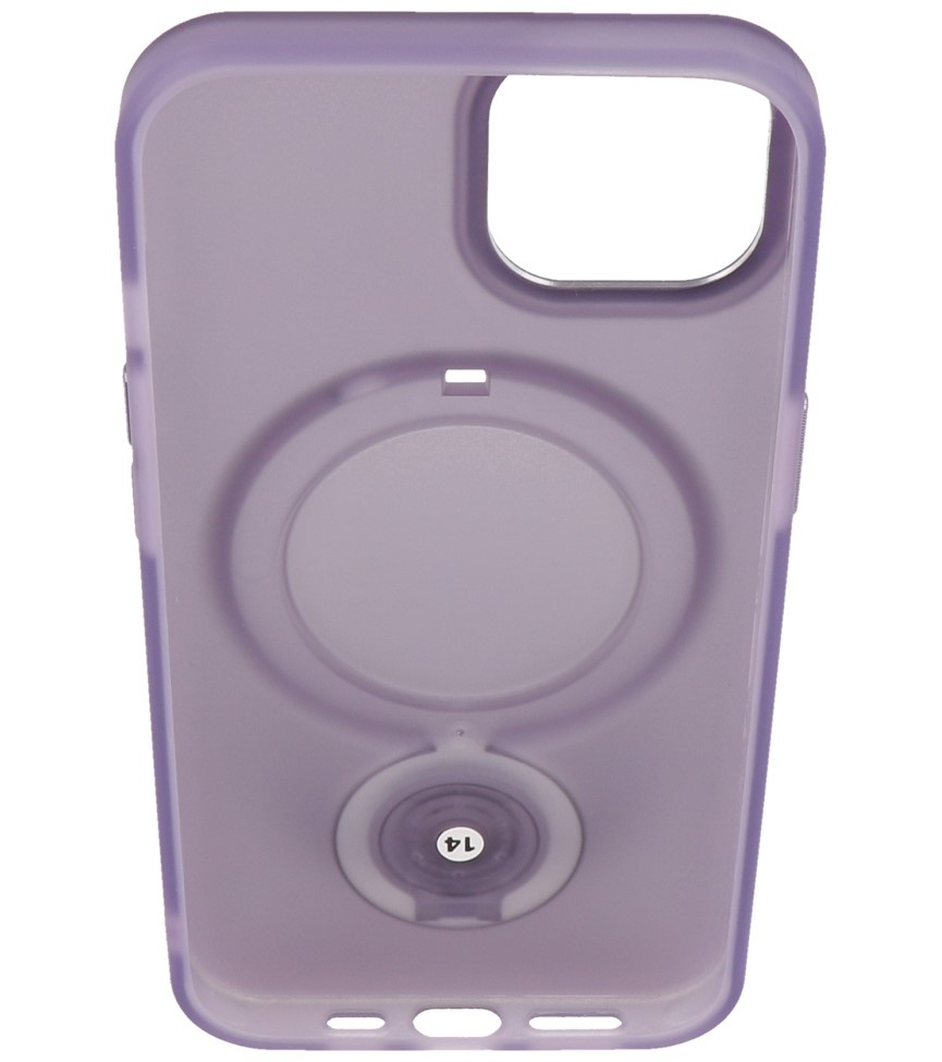 Magsafe Coque transparente mate avec fonction debout pour iPhone 14 Violet