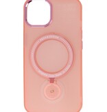 Custodia trasparente opaca Magsafe con funzione di supporto per iPhone 14 rosa