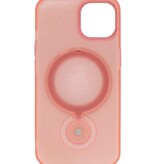 Custodia trasparente opaca Magsafe con funzione di supporto per iPhone 14 rosa