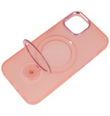 Magsafe Coque transparente mate avec fonction debout pour iPhone 14 Rose