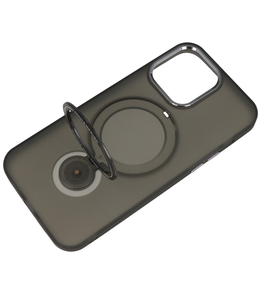 Custodia trasparente opaca Magsafe con funzione di supporto per iPhone 14 Pro Max nera