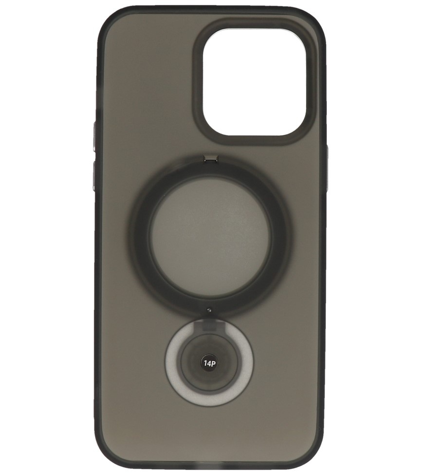 Magsafe Matt Transparent Cover med stående funktion til iPhone 14 Pro Sort