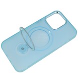 Magsafe Coque transparente mate avec fonction debout pour iPhone 14 Pro Bleu