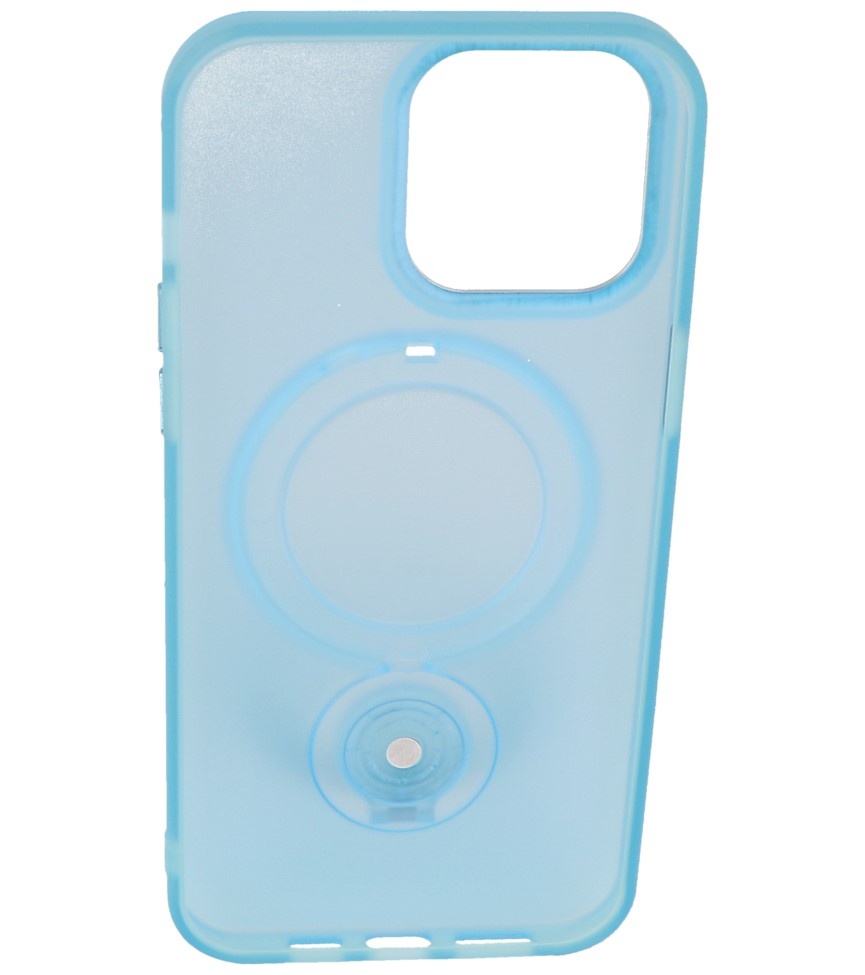 Magsafe Matt Transparente Hülle mit Standfunktion für iPhone 14 Pro Blau