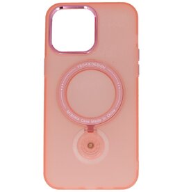 Custodia trasparente opaca Magsafe con funzione di supporto per iPhone 14 Pro rosa