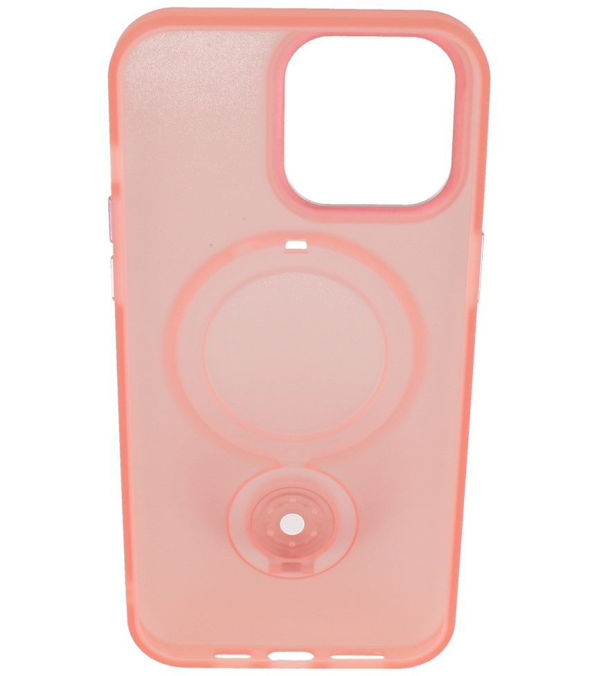 Magsafe Matt Transparente Hülle mit Standfunktion für iPhone 14 Pro Pink