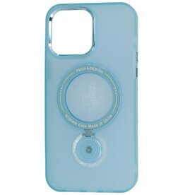 Magsafe Coque transparente mate avec fonction support pour iPhone 14 Pro Max Bleu