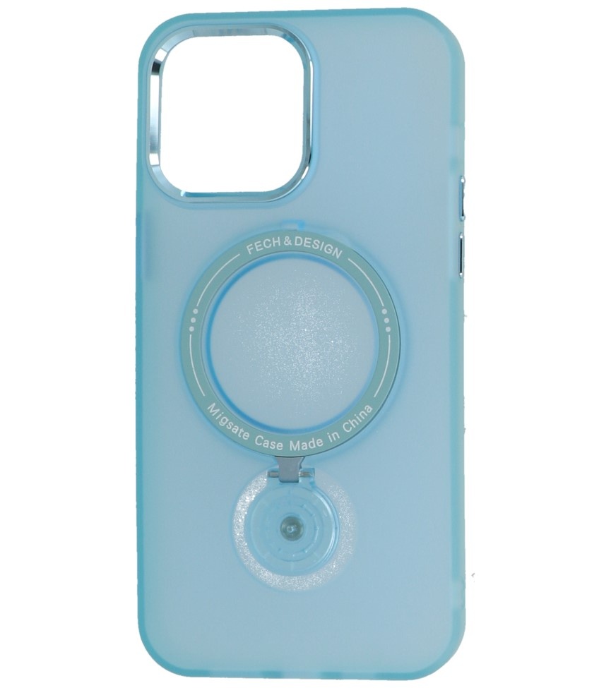 Custodia trasparente opaca Magsafe con funzione di supporto per iPhone 14 Pro Max blu